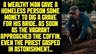 A wealthy man gave a homeless person some money to dig a grave for his bride  As soon as