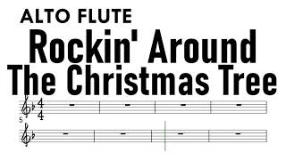 Rockin' Around The Christmas Tree ALTO FLUTE Sheet Music Backing Track Partitura