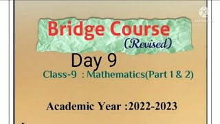 Class 9 | Bridge course | Day 9 | Subject Maths  | सेतू  अभ्यासक्रम इयत्ता नववी  | दिवस नववा