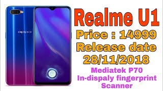 Realme U1 Confirmed | Realme U1 Release Date,Price & Specs | Mediatek P70 & In-Display Fingerprint