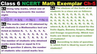 Class 6 Math Ch-5 Q 1 to 5 Math NCERT Exemplar Solution|MATH|NCERT|Data Handling|CBSE|MATH|Chapter 5