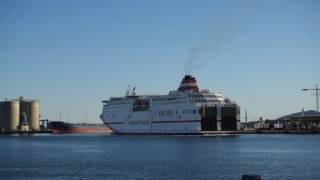 Large ferry docking at the port of Malaga, Spain