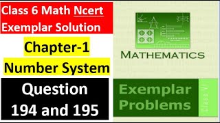 class 6 Math Ch-1 Q 194 | Q 195 NCERT Exemplar Solution|MATH|NCERT|Number System|CBSE|Chapter 1