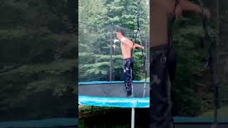 One foot double backflip #shorts #crazytricks #backflip #double #trampoline #flip