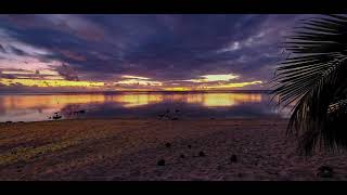 Rarotonga sunset timelapse March 2020.  Wilson's Beach Bar - Castaway Resort,  Rarotonga.  Cook Isl.