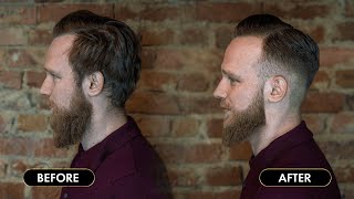 OLD SCHOOL SIDE PART & BEARD TRIM | How to cut?