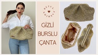 25 CM BURS💛METALİK İPTEN BÜYÜK BOY BURSLU PİLELİ ÖRGÜ ÇANTA