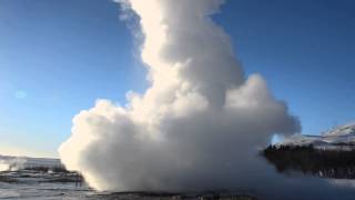 Iceland Geysir Exploding