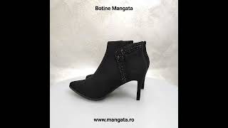 Botine Negre Elegante cu Cristale Negre Mangata