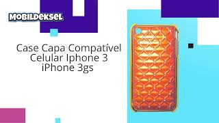 Capinha Case Capa Compatível Celular Iphone 3 iPhone 3gs Mobildeksel Laranja e Dourado