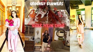 Ghar Mein Chor 😱 beautiful crochet bouquet 💐 Vlog 524