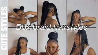 SIMPLE WAYS TO STYLE BOX BRAIDS💗 | KNOTLESS BRAIDS | ZERO RUBBER BAND