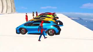 GTA V Stunts & Ramps Dengan Superheroes Driving Bing Car Lamborgini GTAV Mods #1