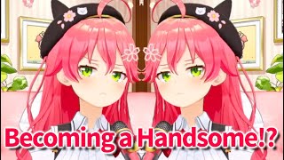 Miko Tests the Rumor of Becoming Handsome by Mirroring Left and Right [hololive/ Eng sub]