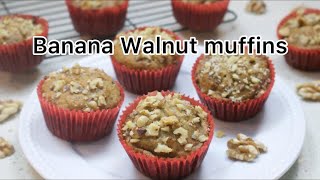 Banana Walnut Muffin Recipe | Breakfast Banana Muffins | How To Make Banana Walnut CupCakes