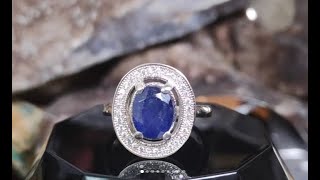 Dark Natural Blue Sapphire Glass Filled Treated Heated on Sterling Silver 925