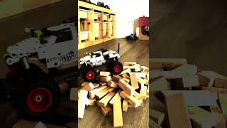 Lego Husk vs Toy Monster Truck #lego  #monstertruck #monsterjam  #jenga