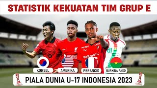 PIALA DUNIA U-17 INDONESIA 2023 | STATISTIK KEKUATAN GRUP E | Perancis Korea Burkina Faso Amerika