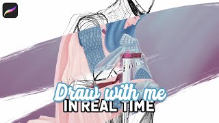 Real time draw with me with relaxing piano music in the background | Daisy Illustrations