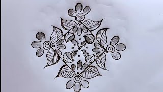 7*1 dots easy deepam rangoli design||creative rangolis||chukkala muggulu@lavyacreativerangoli