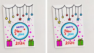 Happy new year greeting card/new year card making/easy and beautiful new year greeting card/cards