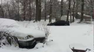 All black 450hp STI snow drifting and hill climb