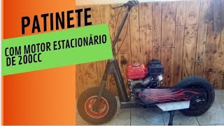 Patinete com motor estacionário de 200cc. Criação minha e do Julius SpaceCar.