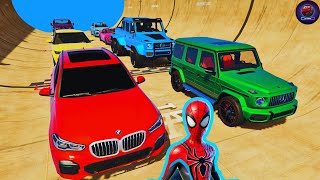 COLORFUL CARS & SPIDER-MAN: RAMP RACE! 🎢🕷️ | GTA V