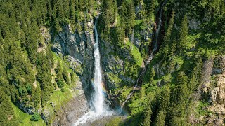 Stäubifall Waterfall in Uri, Switzerland from Mavic 3 (4k, 60 FPS)