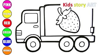 Drawing, Painting and Coloring CARGO TRUCK for Kids and Toddlers | Let's learn to draw and color