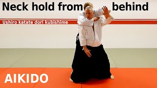 Aikido techniques on neck and wrist hold from behind, KATATEDORI KUBISHIME, by Stefan Stenudd