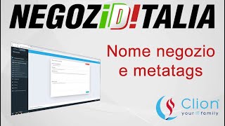 Negoziditalia.it - Pannello di controllo per l'impostazione del nome negozio e metatags