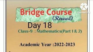 Class 9 | Bridge course | Day 18 | Subject Maths  | सेतू  अभ्यासक्रम इयत्ता नववी | दिवस 18 ( part1)