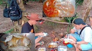 MASAK DI TEPI SUNGAI // DAN TERUS MAKAN TENGAHARI // BERLAUK IKAN GORENG DAN IKAN BAUNG MASAK SUP //