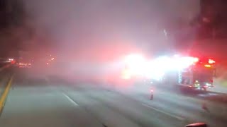 SE QUEMÓ  TRAILER / TRAFICO EN LA MONTAÑA DE GORMAN FWY 5