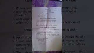 Mid semester exam of BCom 3rd year Financial Markets and services #viral #panjabuniversity