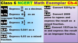 Class 6 Math Ch-4 Q 78 to 85 Math NCERT Exemplar Solution|MATH|NCERT|Fractions and Decimals|CBSE|Ch4