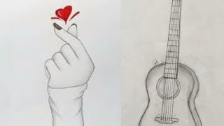 Hands Drawing For Beginners With Pencil Sketch ||How To Draw Realistic Guitar Sketch