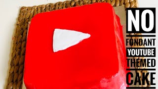 Youtube theme cake | White chocolate truffle cake | colored white chocolate ganache | no oven cake