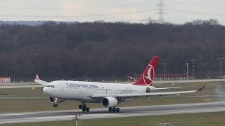 ✈CROSSWIND - Turkish Airlines Airbus A330-200 landing at Düsseldorf Airport