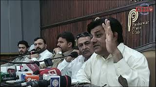 Pakistan people's party KPKDeputy Information Secretary Gohar Inqlabi addressing a press conference