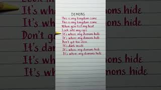 Demons #lyrics #lyricssong #handwriting