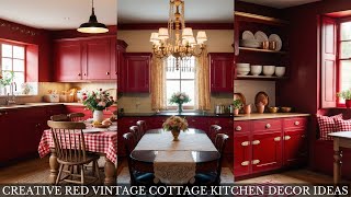 Transform Your Space with Red Vintage Cottage Kitchen 🕰️ Amazing Timeless Ideas!