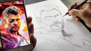 How To Draw THOR | Love And Thunder | Outline Tutorial Step By Step for Biggners 😍