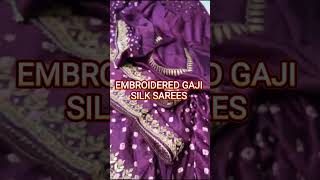 Embroidered Gaji silk  sarees/Festive & wedding collections/Light-weight/Hand embroidered#shortvideo