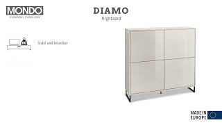 Hochglanz-Highboard in Grau aus dem Programm MONDO Diamo