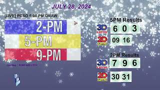 PCSO 5:00 PM DRAW - JULY 28, 2024 LOTTO RESULTS