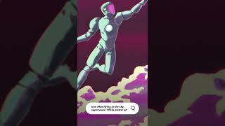 Asking AI for Iron Man flying in vaporwave 1960s poster art. #ai #art #short