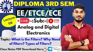 Lec-06 | Diploma 3rd Sem EE/ETC/ |Sub-Analog & Digital electronics| Filters? Need of filters? Types?