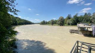 Radltour (im Zeitraffer) zum Hochwasser der Isar in München (in 4K)